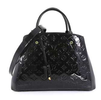 Louis Vuitton Montaigne Handbag Monogram Vernis MM Black 43761180