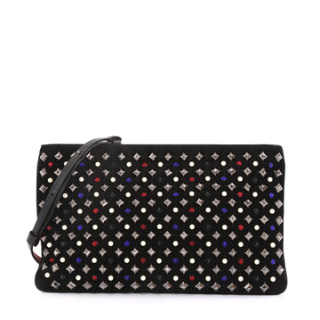 Christian Louboutin Loubiposh Cluch Spiked Suede Black 43761182
