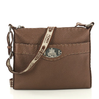 Fendi Selleria Crossbody Bag Leather Small Brown 4376120