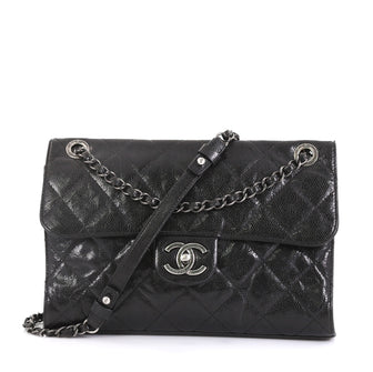 Chanel CC Crave Flap Bag Quilted Glazed Caviar Medium Black 4376126