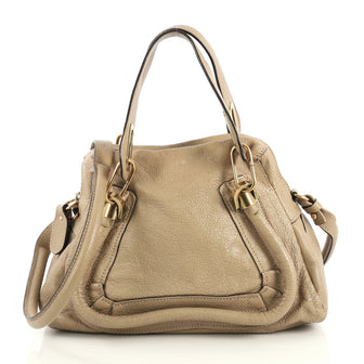 Chloe Paraty Top Handle Bag Leather Small Neutral 4376130