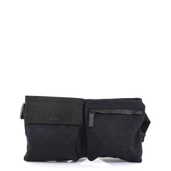 Gucci Vintage Double Belt Bag GG Canvas Black 4376135