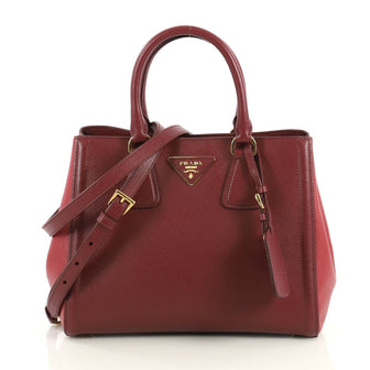 Prada Bicolor Lux Convertible Open Tote Saffiano Leather Small Red 4376144