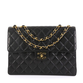Chanel Vintage Classic Single Flap Bag Quilted Lambskin Jumbo