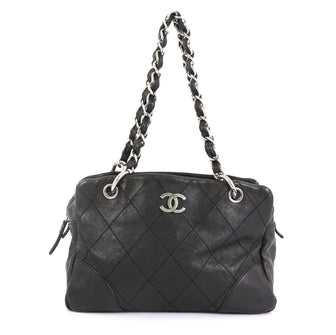 Chanel Outdoor Ligne Tote Quilted Caviar Medium Black 4376157