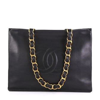 Chanel Vintage CC Chain Tote Lambskin XL Black 437615