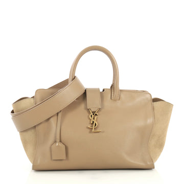 Saint Laurent Monogram Cabas Downtown Leather with Suede Small Neutral 4376172