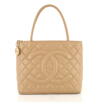 Chanel Medallion Tote Quilted Caviar Neutral 4376175