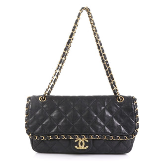 Chanel Chain Me Flap Bag Quilted Calfskin Jumbo Black 4376194