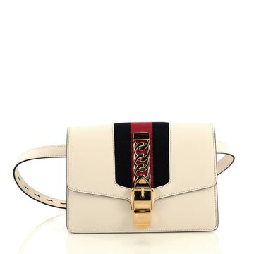 Gucci Sylvie Belt Bag Leather White 437621