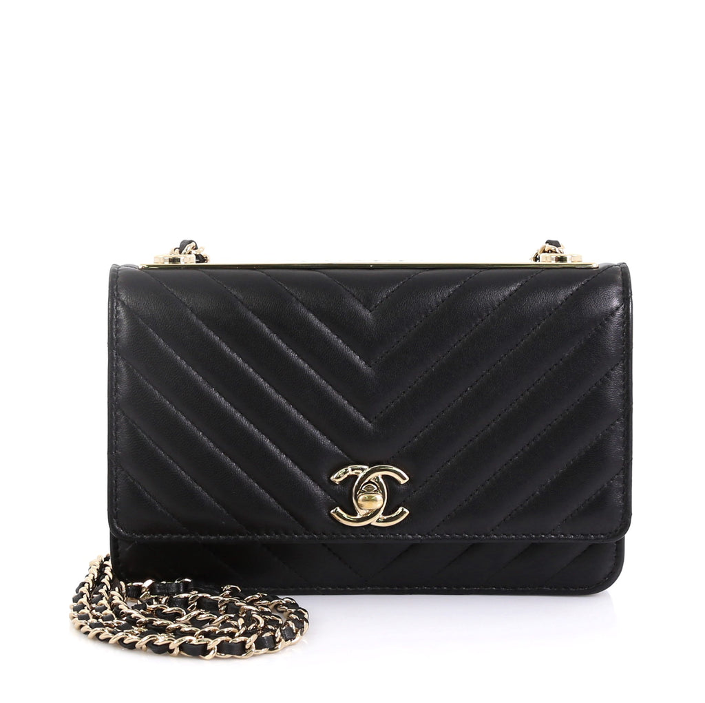 Chanel Trendy Wallet on Chain, Grey Lambskin Leather with Gold Hardware,  New in Box WA001