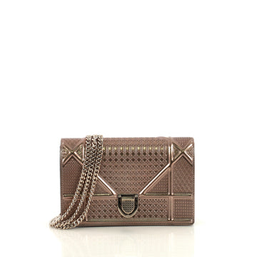 Christian Dior Diorama Wallet on Chain Cannage Embossed Calfskin Pink...