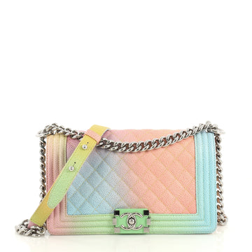 Chanel Rainbow Boy Flap Bag Quilted Painted Caviar Old Medium