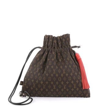 Louis Vuitton Explorer Shoulder Bag Pleated Monogram Canvas MM Brown 437883