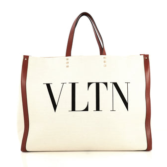 Valentino Grande Plage VLTN Tote Canvas Large Neutral 437902