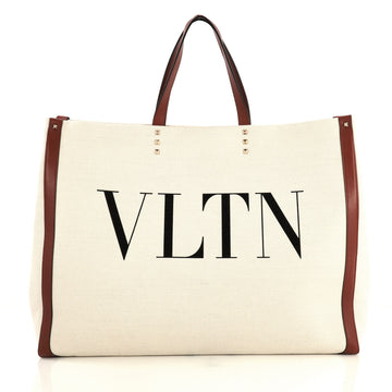 Valentino Grande Plage VLTN Tote Canvas Large Brown 437903