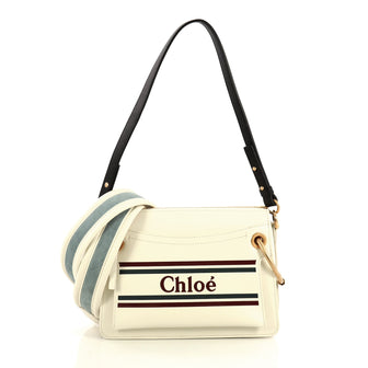 Chloe Roy Logo Shoulder Bag Printed Leather Small Neutral 437907