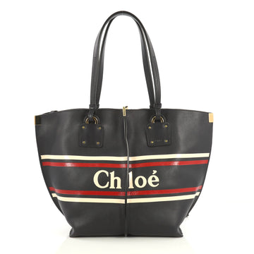 Chloe Vick Logo Tote Printed Leather Medium Blue 437909