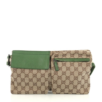 Gucci Vintage Double Belt Bag GG Canvas Brown 437921
