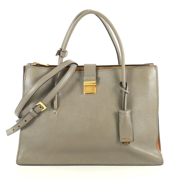 Miu Miu Madras Convertible Compartment Top Handle Bag Leather Large Gray 437924