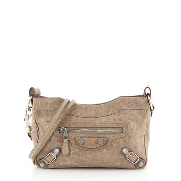 Balenciaga Hip Giant Studs Crossbody Bag Leather Neutral 437984