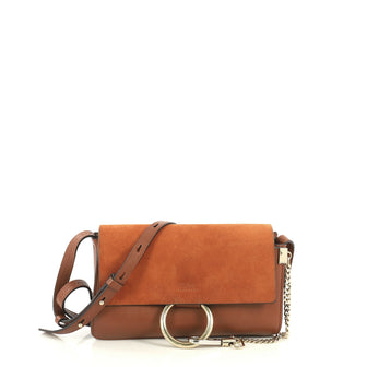 Chloe Faye Shoulder Bag Leather and Suede Small Brown 4381403