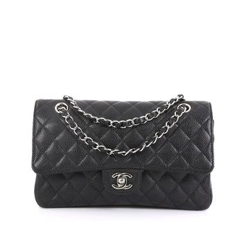 Chanel Classic Double Flap Bag Quilted Caviar Medium Black 4382701