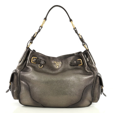 Prada Side Pocket Hobo Vitello Daino Medium Metallic 4382816