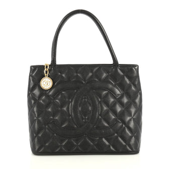 Chanel Medallion Tote Quilted Caviar Black 4382826