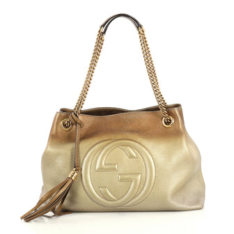 Gucci Soho Chain Strap Shoulder Bag Leather Medium Metallic 4382829