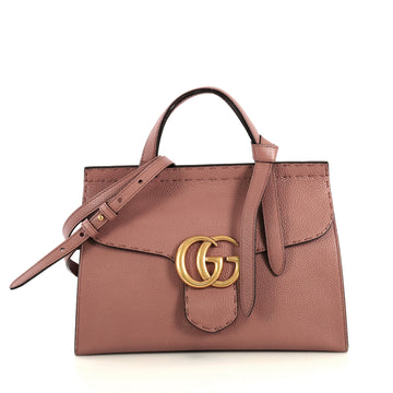 Gucci GG Marmont Top Handle Bag Leather Small Neutral 4382831