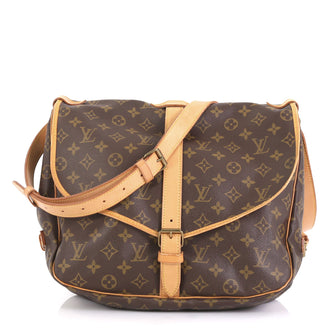 Louis Vuitton Saumur Handbag Monogram Canvas 35 Brown 4382835