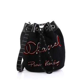 Chanel Paris-Hamburg Drawstring Bucket Bag Embroidered Wool Small