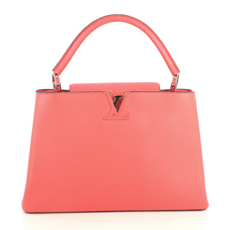 Louis Vuitton Capucines Handbag Leather MM Pink 438302