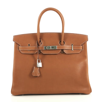Hermes Birkin Handbag Brown Barenia Faubourg with Palladium Hardware 35 4383030