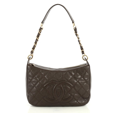 Chanel Timeless CC Chain Shoulder Bag Quilted Caviar Medium Brown 438351