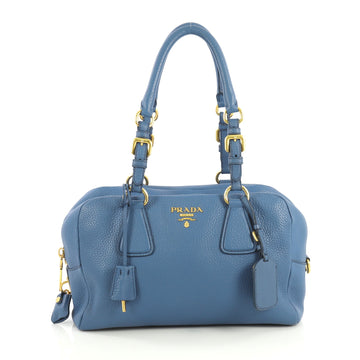 Prada Bauletto Bag Vitello Daino Medium Blue 438372
