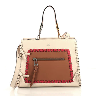 Fendi Runaway Handbag Whipstitch Leather Small White 438375