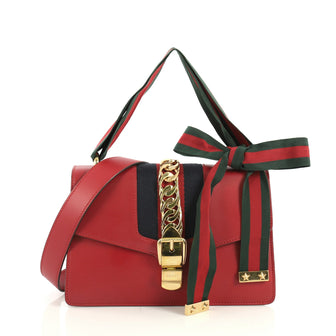 Gucci Sylvie Shoulder Bag Leather Small Red 438424