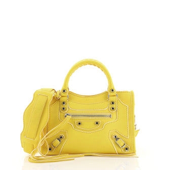 Balenciaga City Classic Studs Bag Leather Mini Yellow 438454