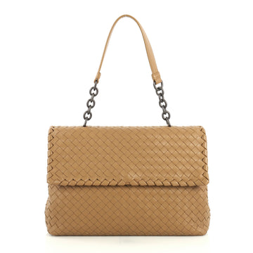 Bottega Veneta Olimpia Shoulder Bag Intrecciato Nappa Medium Brown 438455