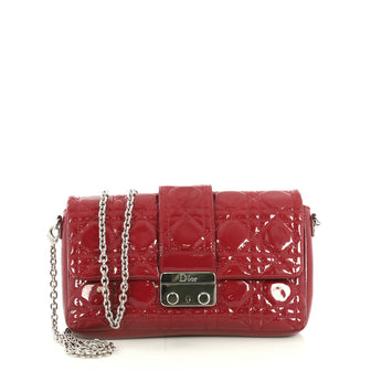 Christian Dior New Lock Pouch Cannage Quilt Patent Mini Red 438457