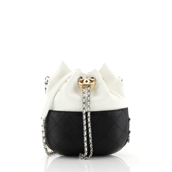 Chanel Gabrielle Drawstring Bag Quilted Calfskin Small White 438501