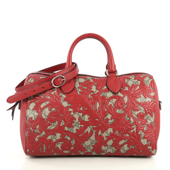 Gucci Convertible Boston Bag Arabesque GG Coated Canvas Medium Red 438541