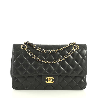 Chanel Classic Double Flap Bag Quilted Lambskin Medium Black 4385501