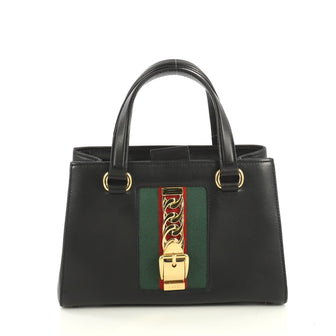 Gucci Sylvie Top Handle Tote Leather Medium Black 438561