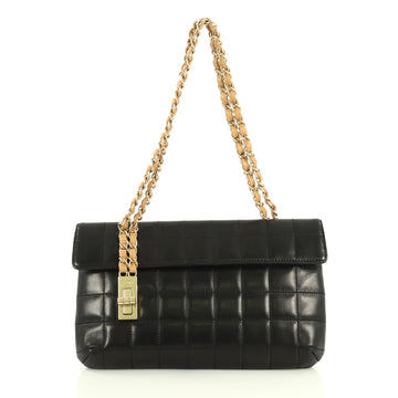 Chanel Vintage Chocolate Bar Mademoiselle Chain Flap Bag Quilted Leath...
