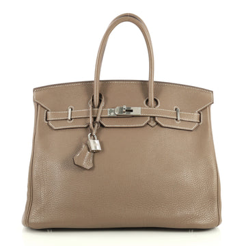 Hermes Birkin Handbag Grey Togo with Palladium Hardware 35 Neutral  43870/1