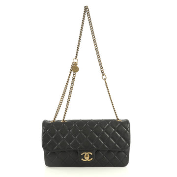 Chanel CC Crown Flap Bag Quilted Leather Medium Black 438771