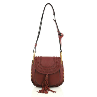 Chloe Hudson Handbag Whipstitch Leather Small Red 438881